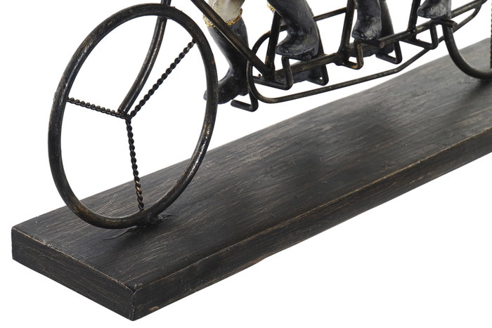 DKD Home Decor Figura de Monos en Bicicleta Negro y Dorado en Resina y Metal