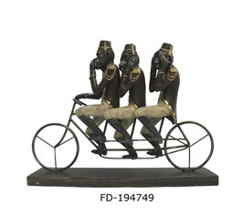 DKD Home Decor Figura de Monos en Bicicleta Negro y Dorado en Resina y Metal