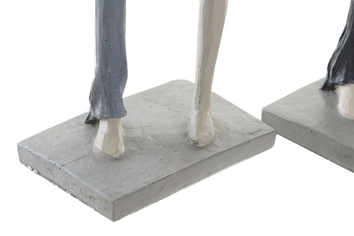 DKD Home Decor Figura Urban Rosa Gris 10 x 37 x 18 cm (2 Unidades)