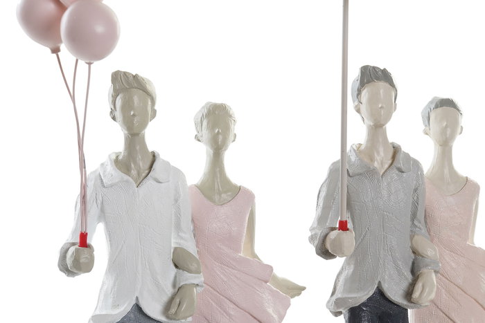 DKD Home Decor Figura Urban Rosa Gris 10 x 37 x 18 cm (2 Unidades)