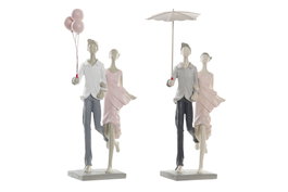 DKD Home Decor Figura de Resina Pareja Surtido de 2 Unidades en Rosa y Gris