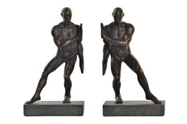 DKD Home Decor Set de 2 Sujetalibros de Resina Hombre Negro