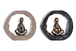 DKD Home Decor Figura de Monje en Resina, Surtido de 2 Unidades, Dorado y Negro