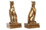 DKD Home Decor Sujetalibros Colonial Leopardo Cobrizo Resina 11 x 33 x 16 cm Set de 2