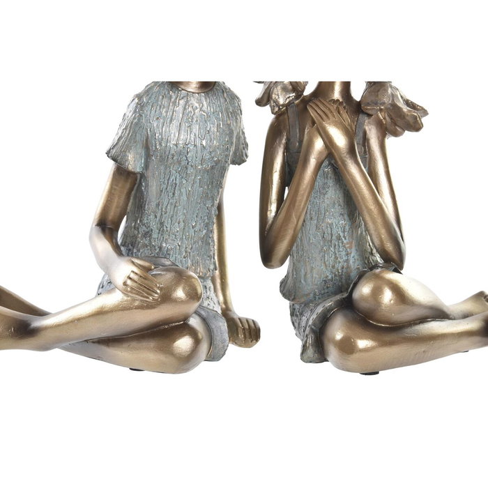 DKD Home Decor Set de 2 Figuras de Niños en Resina de 17x13x22 cm