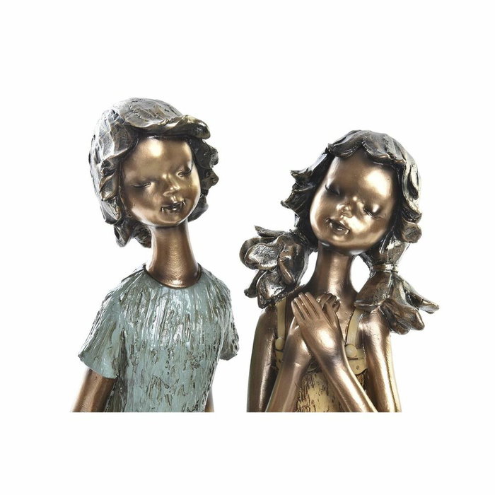 DKD Home Decor Set de 2 Figuras de Niños en Resina de 17x13x22 cm