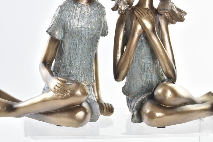 DKD Home Decor Set de 2 Figuras de Niños en Resina de 17x13x22 cm