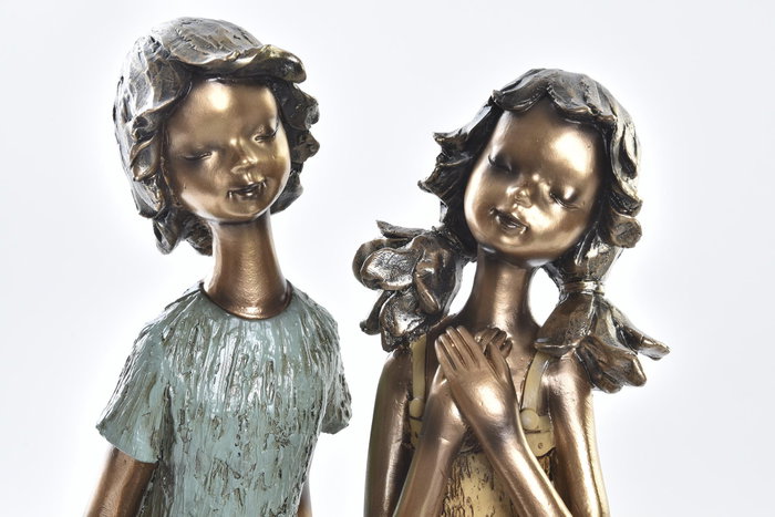 DKD Home Decor Set de 2 Figuras de Niños en Resina de 17x13x22 cm