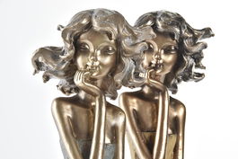 DKD Home Decor Figura Chica Resina Dorado Rojo Turquesa 10 x 35 x 9 cm (2 Unidades)