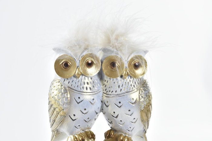 DKD Home Decor Figura de Búhos en Caja Dorado y Blanco DKD Home Decor Figura de Búhos en Caja Dorado y Blanco