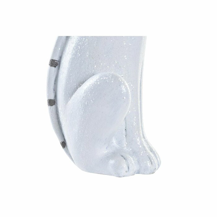 DKD Home Decor Figura de Gato Brillante Blanco en Resina