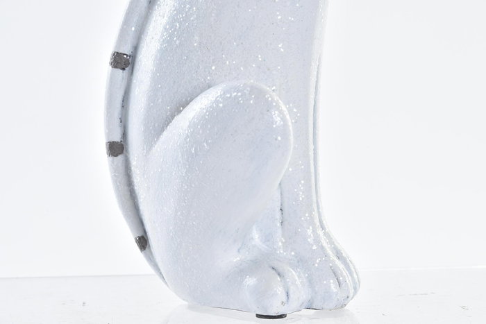 DKD Home Decor Figura de Gato Brillante Blanco en Resina