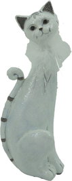 DKD Home Decor Figura de Gato Brillante Blanco en Resina