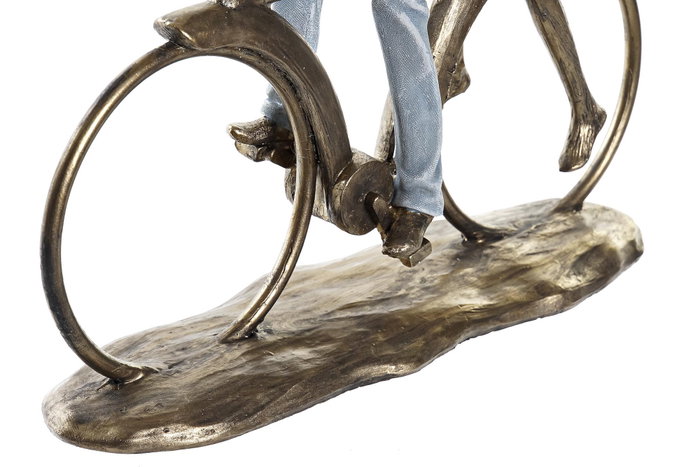 DKD Home Decor Figura de Resina Pareja Bicicleta, Cobrizo (Surtido de 2)