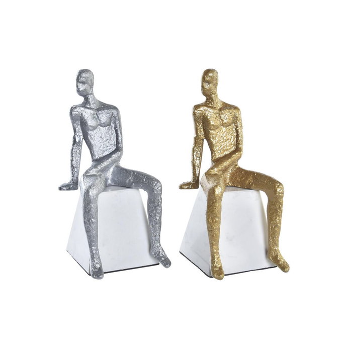 DKD Home Decor Figura Hombre Hierro y Marmol Plateado Negro Blanco 11 x 28 x 12 cm (2 Unidades) DKD Home Decor Figura Hombre Hierro y Marmol Plateado Negro Blanco 11 x 28 x 12 cm (2 Unidades)