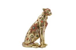 DKD Home Decor Figura de Leopardo Dorado en Resina