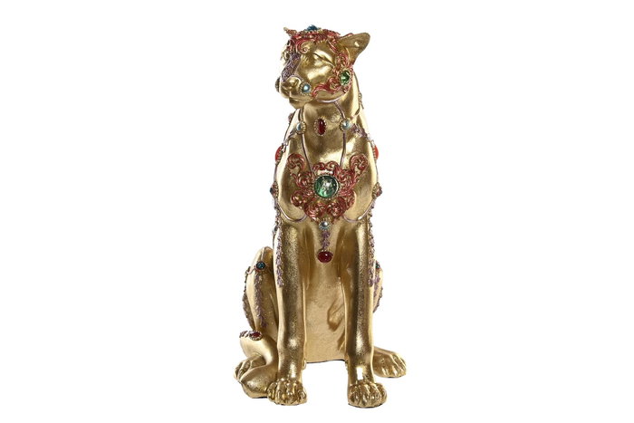 DKD Home Decor Figura de Leopardo Dorado en Resina
