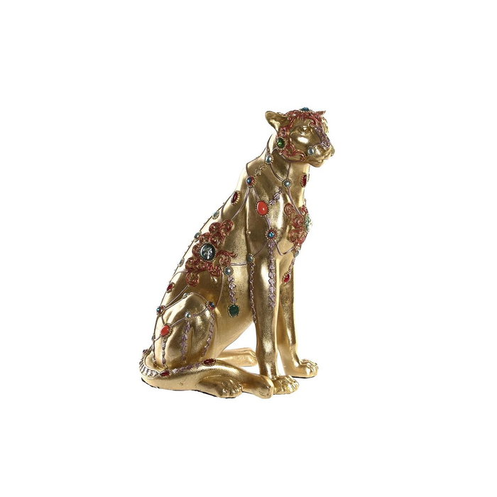 DKD Home Decor Figura de Leopardo Dorado en Resina