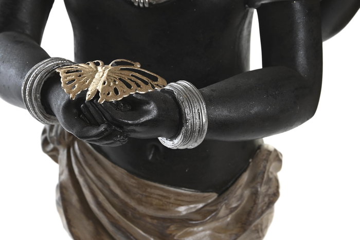 DKD Home Decor Figura Decorativa Africana Resina Negra 18 x 35 x 20.5 cm (2 Unidades)