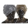 DKD Home Decor Figura de Resina Africana, Set de 2 Piezas, Dorado y Plateado