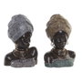 DKD Home Decor Figura de Resina Africana, Set de 2 Piezas, Dorado y Plateado
