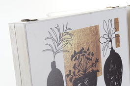 DKD Home Decor Jarrones Modernos MDF Negro Dorado Blanco 6 x 31.5 x 46.5 cm (2 Unidades)