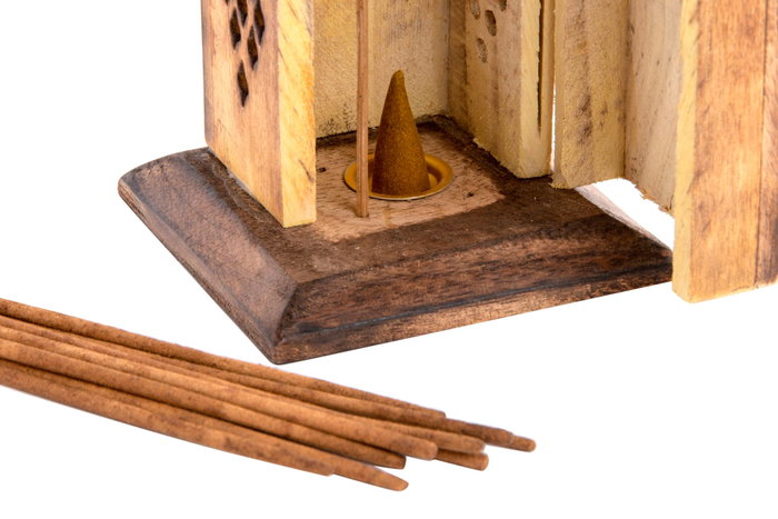 DKD Home Decor Set de 10 Soportes para Incienso de Madera Mandala Color