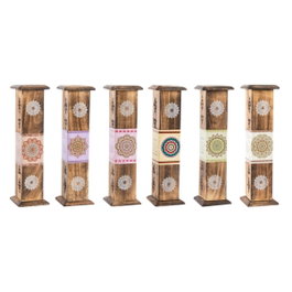 DKD Home Decor Set de 10 Soportes para Incienso de Madera Mandala Color