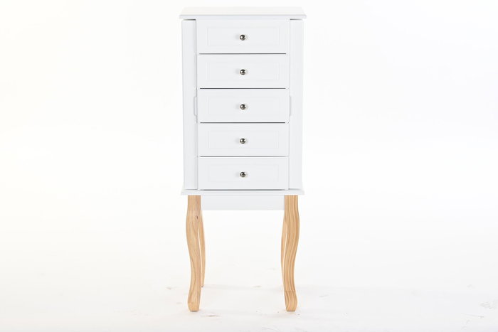 DKD Home Decor Joyero Romántico Blanco Natural de Madera MDF con Espejo y 2 Puertas, Desmontable, 27x90x37 cm DKD Home Decor Joyero Romántico Blanco Natural de Madera MDF con Espejo y 2 Puertas, Desmontable, 27x90x37 cm