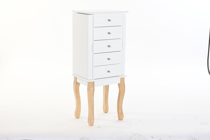 DKD Home Decor Joyero Romántico Blanco Natural de Madera MDF con Espejo y 2 Puertas, Desmontable, 27x90x37 cm DKD Home Decor Joyero Romántico Blanco Natural de Madera MDF con Espejo y 2 Puertas, Desmontable, 27x90x37 cm