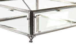 DKD Home Decor Joyero Tradicional Plateado Transparente Cristal Metal 21 x 10 x 25 cm