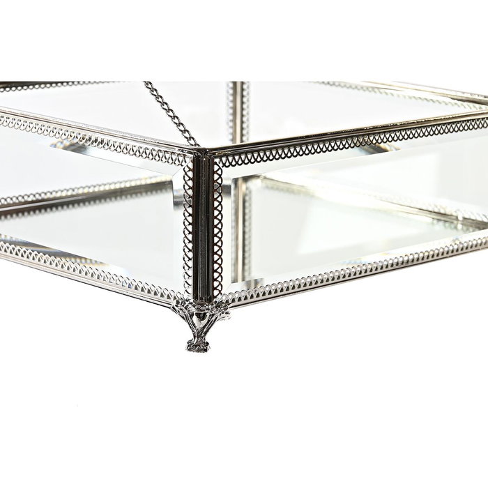 DKD Home Decor Joyero de Cristal y Metal Brillante Plateado DKD Home Decor Joyero de Cristal y Metal Brillante Plateado