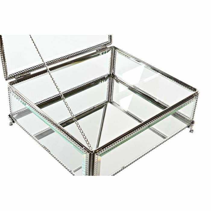DKD Home Decor Joyero de Cristal y Metal Brillante Plateado DKD Home Decor Joyero de Cristal y Metal Brillante Plateado