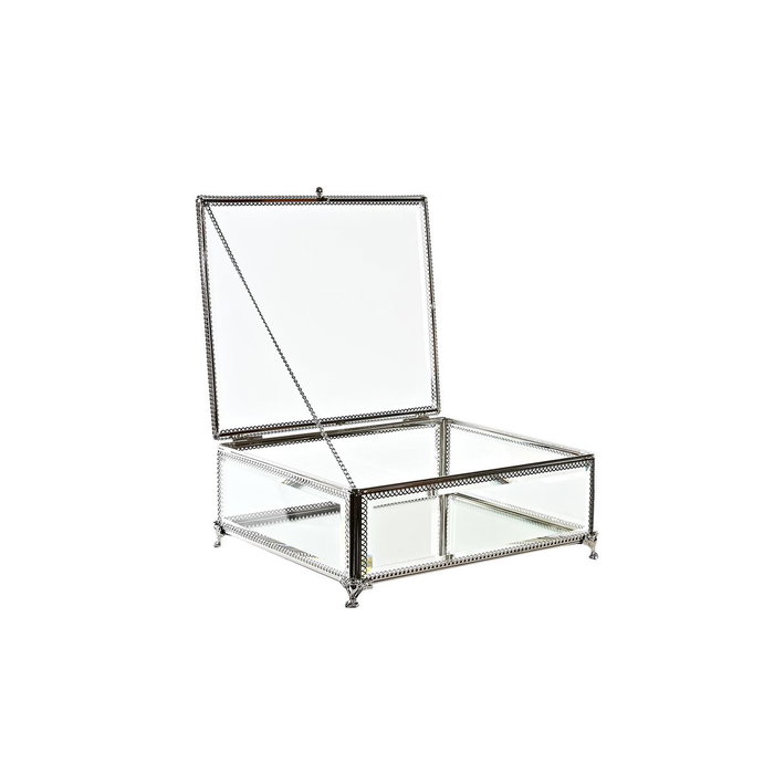 DKD Home Decor Joyero de Cristal y Metal Brillante Plateado DKD Home Decor Joyero de Cristal y Metal Brillante Plateado