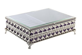 DKD Home Decor Joyero Tradicional Metal Cristal Lila Plateado 18 x 7 x 24 cm