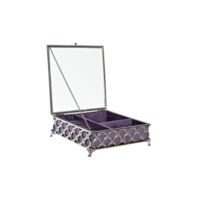 DKD Home Decor Joyero de Metal y Cristal Lila
