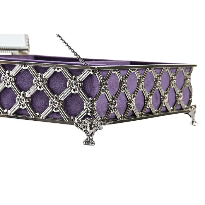 DKD Home Decor Joyero de Metal y Cristal Lila
