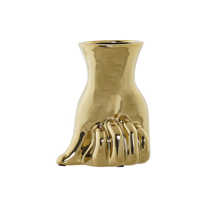 DKD Home Decor Jarrón de Gres Diseño Mano Dorado 17x12x21 cm