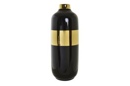 DKD Home Decor Jarrón de Porcelana Bicolor y Dorado 16x16x41 cm