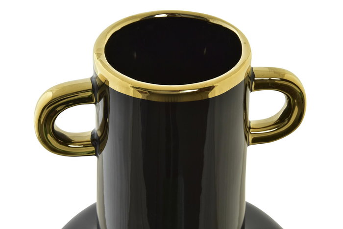 DKD Home Decor Jarrón Moderno Bicolor Dorado y Negro Porcelana 15 x 29 x 15 cm