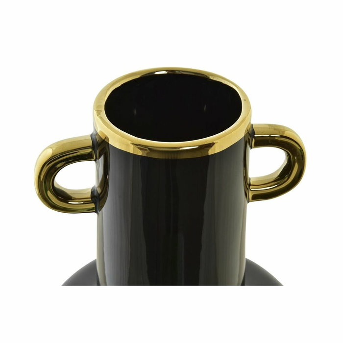 DKD Home Decor Jarrón de Porcelana Bicolor Dorado y Negro 15x15x29 cm