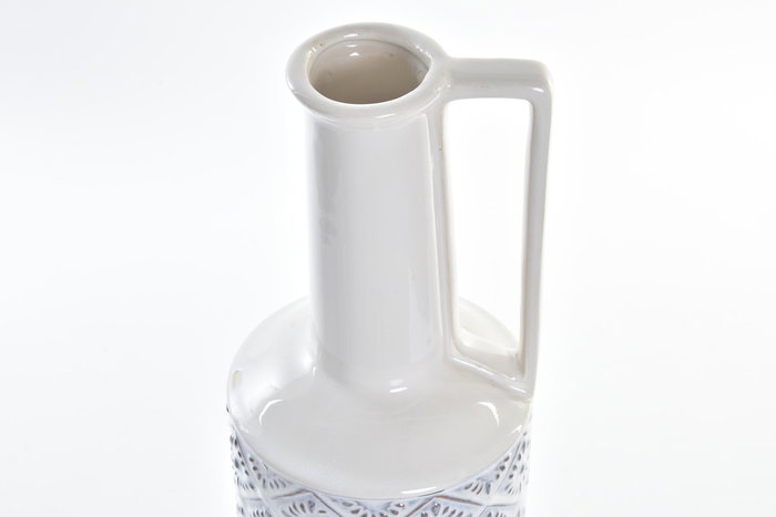 DKD Home Decor Jarrón Mediterráneo Porcelana Blanco y Azul 14 x 45 x 14 cm