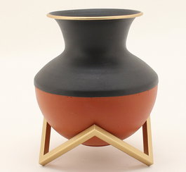 DKD Home Decor Jarrón de Metal Multicolor con Base