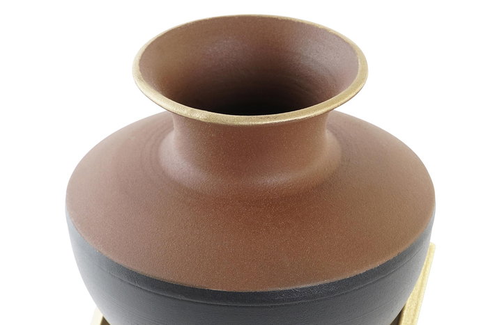 DKD Home Decor Jarrón Moderno Decorativo de Metal para Interiores, Multicolor, Ideal para Salón o Dormitorio, 16x17x17 cm