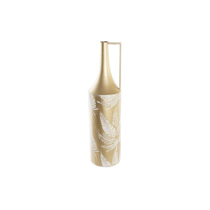 DKD Home Decor Jarrón Metal Hoja Dorado y Crema 21x21x81 cm DKD Home Decor Jarrón Metal Hoja Dorado y Crema 21x21x81 cm