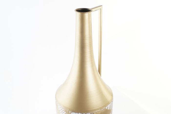 DKD Home Decor Jarron Tropical Dorado Crema Metal 21 x 81 x 21 cm DKD Home Decor Jarron Tropical Dorado Crema Metal 21 x 81 x 21 cm