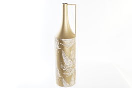 DKD Home Decor Jarron Tropical Dorado Crema Metal 21 x 81 x 21 cm