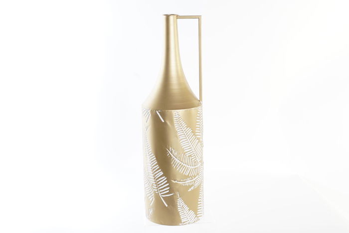 DKD Home Decor Jarrón Tropical Dorado Crema Metal 21 x 71 x 21 cm DKD Home Decor Jarrón Tropical Dorado Crema Metal 21 x 71 x 21 cm