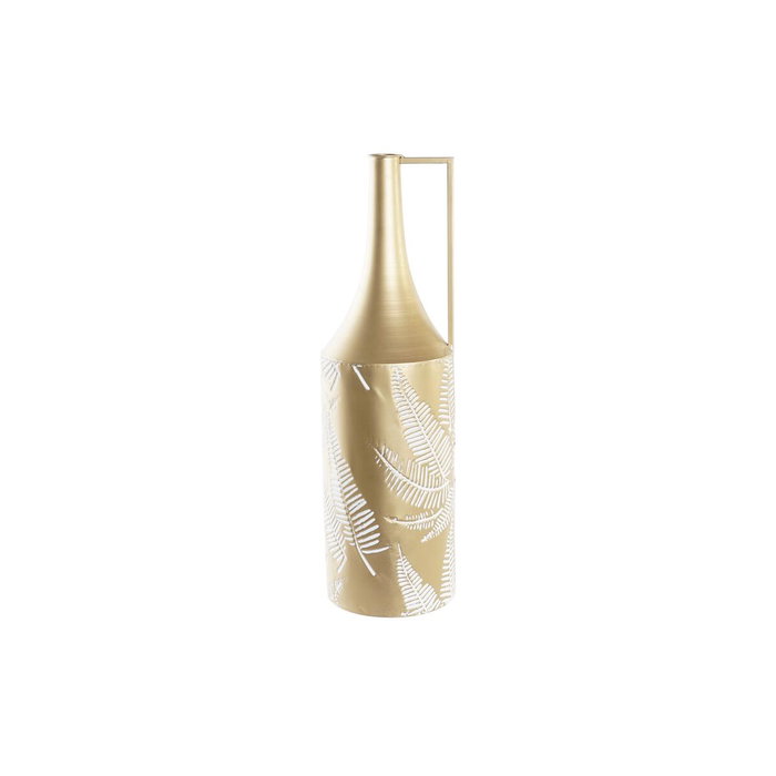 DKD Home Decor Jarrón Metálico Hoja Dorado y Crema 21x21x71 cm DKD Home Decor Jarrón Metálico Hoja Dorado y Crema 21x21x71 cm