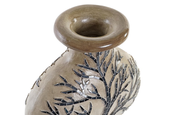 DKD Home Decor Jarrón Balines Beige Negro Cristal Terracota 15 x 33.5 x 30 cm